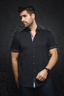 Chemise manches courtes en Knit pour homme par Au Noir | CAMPRA(SS) black | Boutique Vvög, inventaire complet de la marque Au Noir