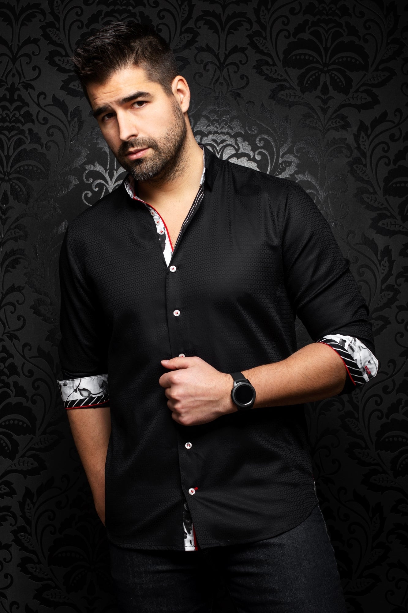 Chemise manches longues pour homme par Au Noir | CAREY black | Boutique Vvög, vêtements mode pour hommes