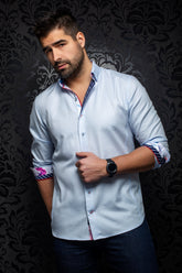 Chemise manches longues pour homme par Au Noir | CAREY light blue | Boutique Vvög, vêtements mode pour hommes