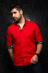 Chemise manches longues pour homme par Au Noir | CAREY red | Boutique Vvög, vêtements mode pour hommes
