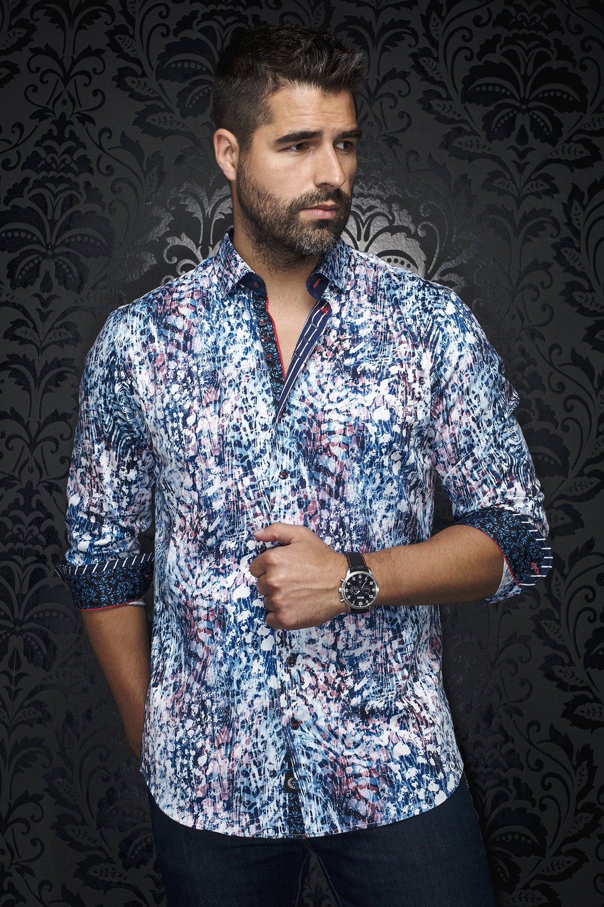 Chemise manches longues pour homme par Au Noir | CARLITTO Marine Bleu | Boutique Vvög, inventaire complet de la marque Au Noir
