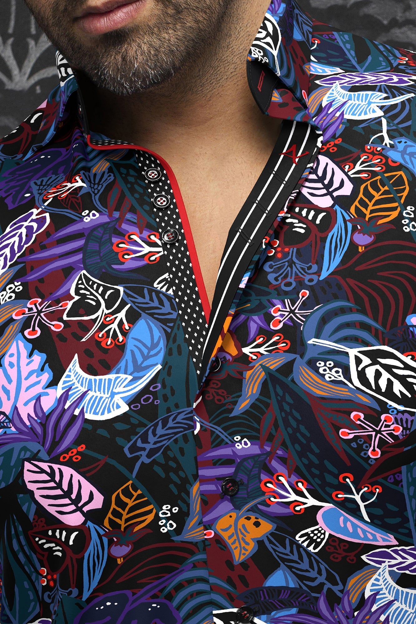 Chemise manches longues en Knit pour homme par Au Noir | CENTURION Noir Violet | Boutique Vvög, inventaire complet de la marque Au Noir