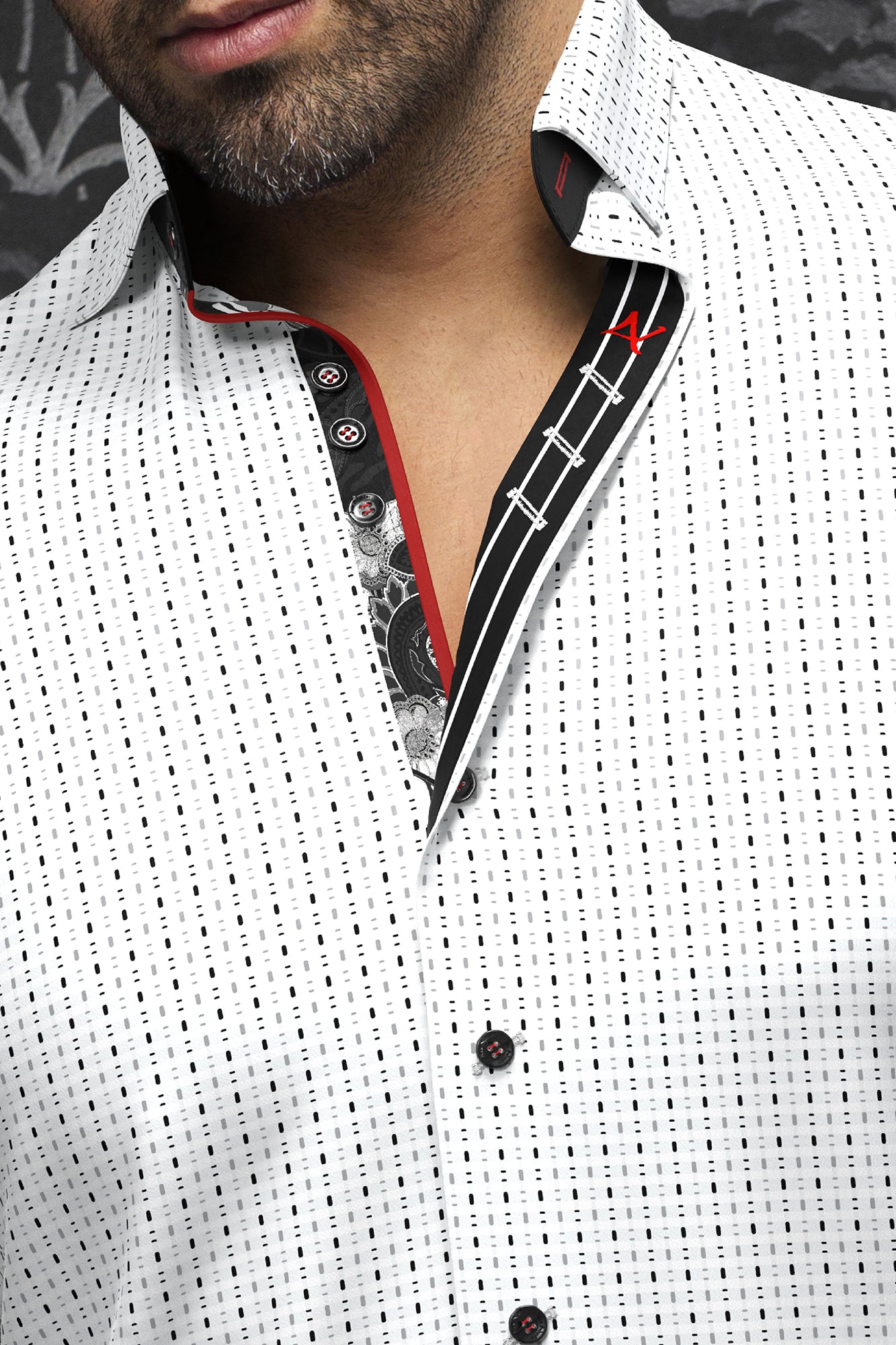 Chemise manches longues pour homme par Au Noir | CESTERO Blanc Noir | Boutique Vvög, inventaire complet de la marque Au Noir