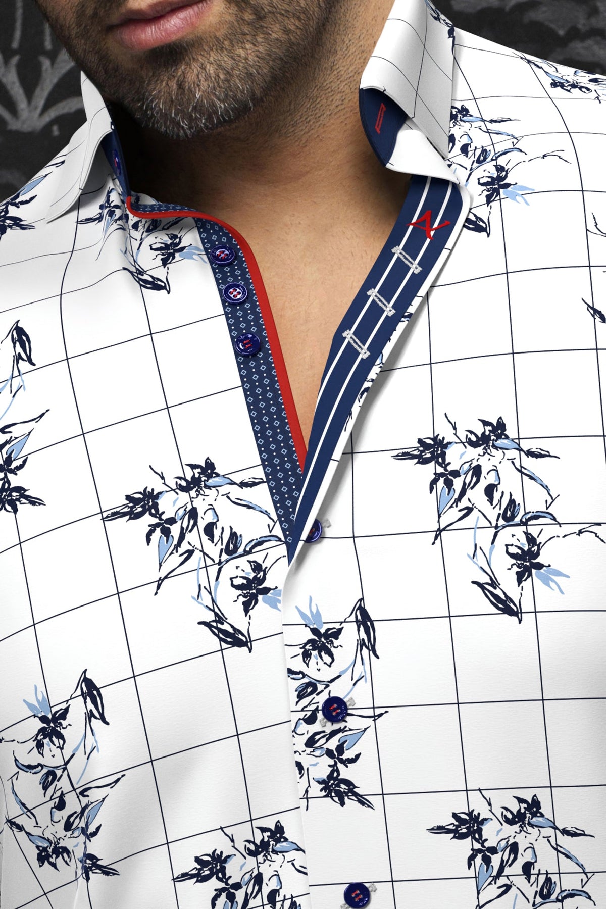 Chemise manches longues pour homme par Au Noir | DISTEFANO Blanc Bleu | Boutique Vvög, inventaire complet de la marque Au Noir