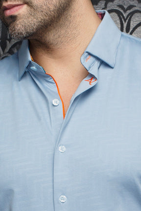 Chemise manches courtes en Knit pour homme par Au Noir | DIVENERE(SS) Bleu Clair | Boutique Vvög, inventaire complet de la marque Au Noir