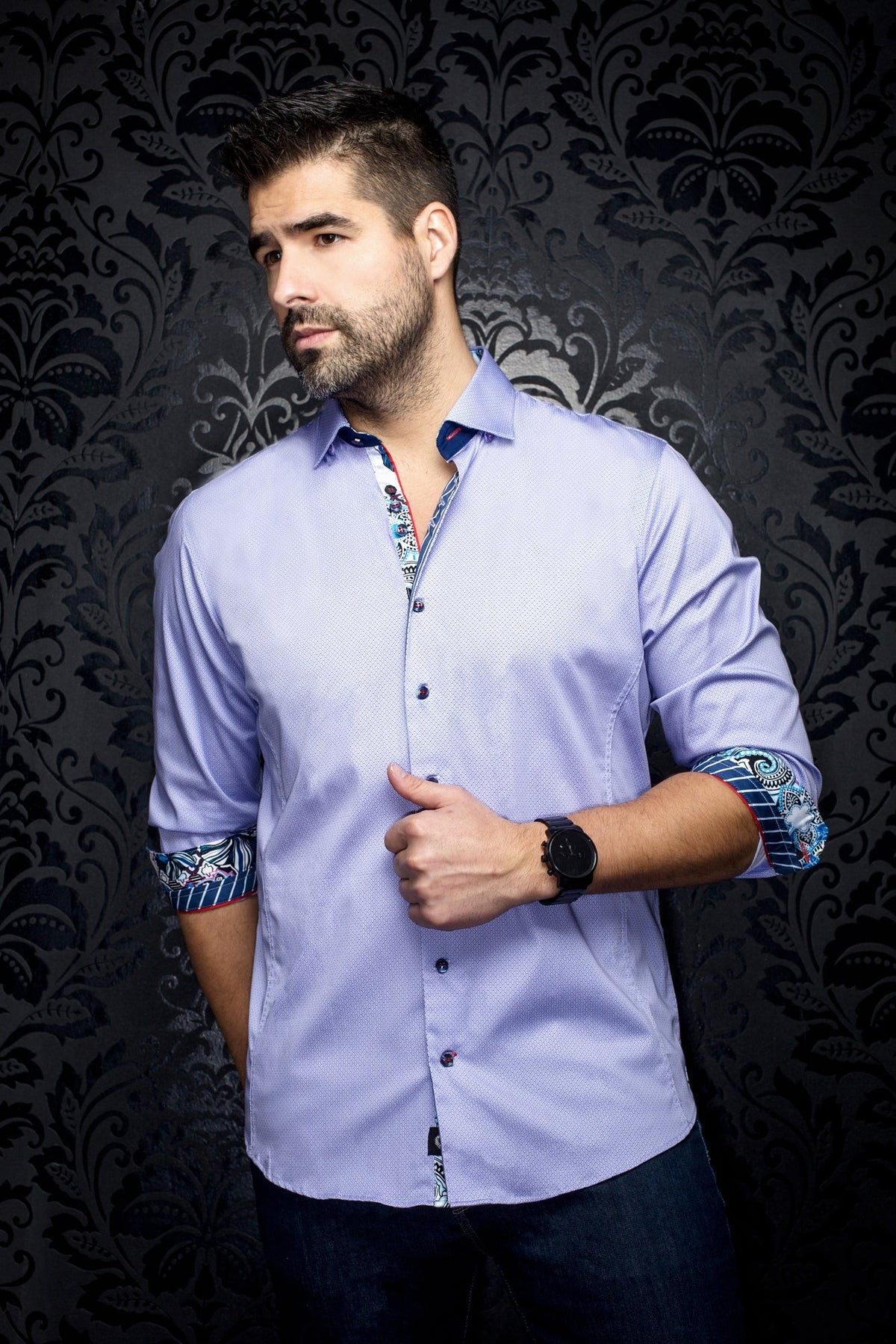 Chemise manches longues pour homme par Au Noir | DOLTO Lavande | Boutique Vvög, inventaire complet de la marque Au Noir