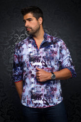Chemise manches longues en Knit pour homme par Au Noir | DUATO Bleu Violet/blue purple | Vvog.ca, inventaire complet de la marque Au Noir