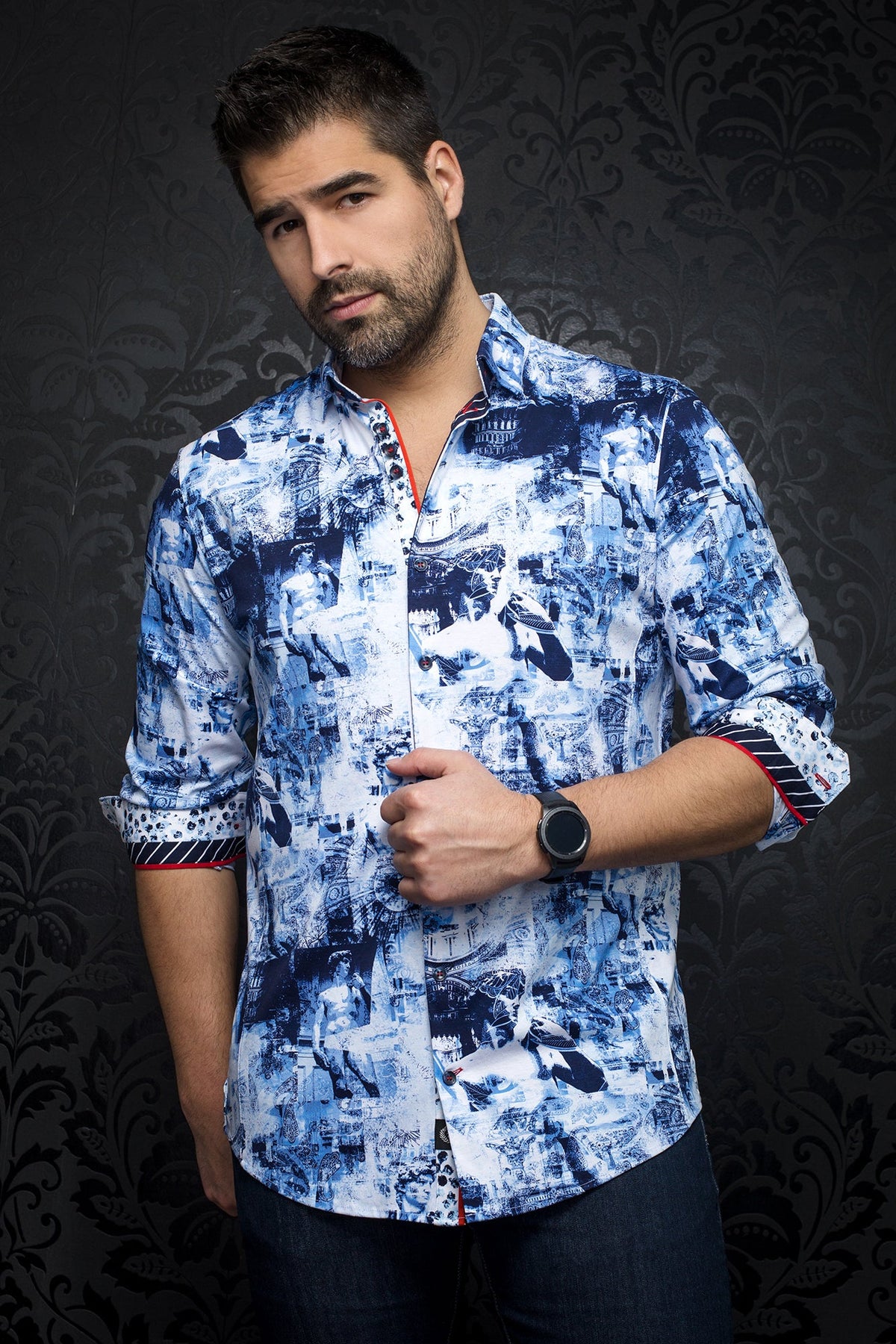 Chemise manches longues en Knit pour homme par Au Noir | DUATO light blue | Boutique Vvög, inventaire complet de la marque Au Noir