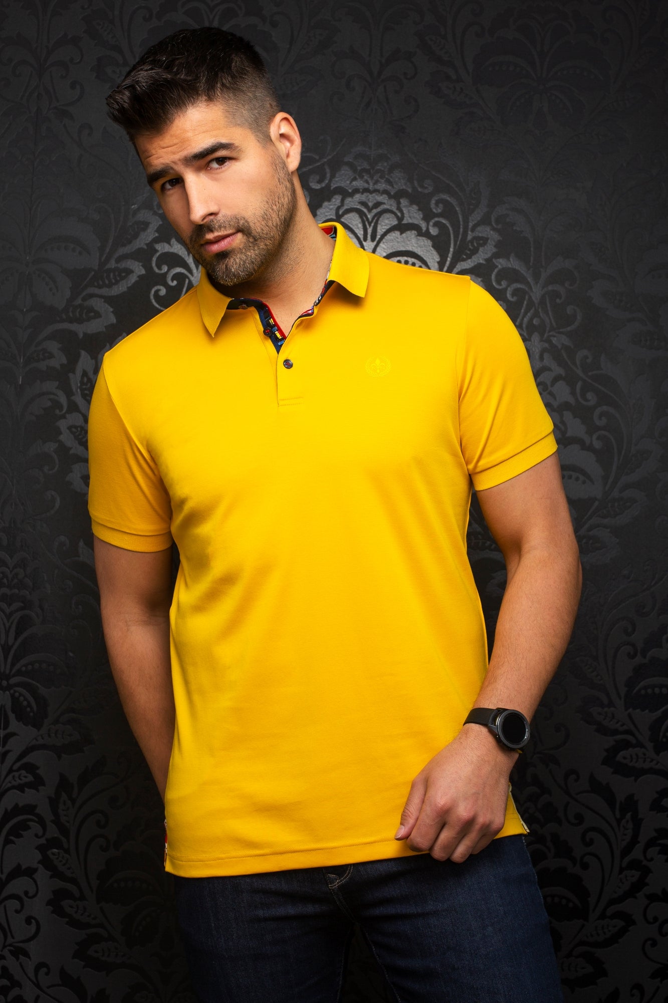 Polo pour homme par Au Noir | EAGLE yellow | Boutique Vvög, vêtements mode pour hommes