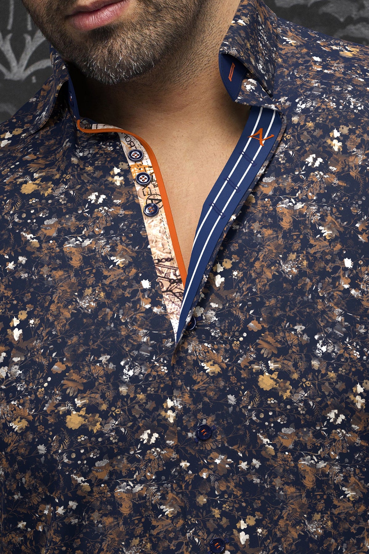 Chemise manches longues en Knit pour homme par Au Noir | ELIADE Marine Tabac | Boutique Vvög, inventaire complet de la marque Au Noir