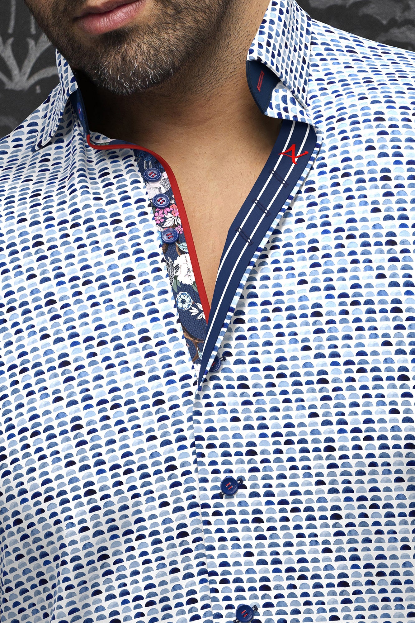 Chemise manches longues pour homme par Au Noir | ESCALA Blanc Bleu | Boutique Vvög, inventaire complet de la marque Au Noir