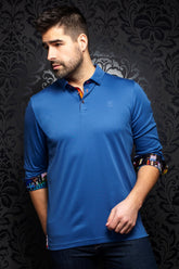 Polo pour homme par Au Noir | Falcon blue | Boutique Vvög, vêtements mode pour hommes
