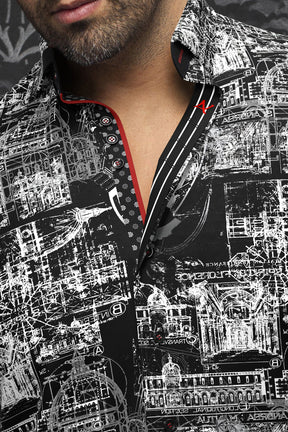 Chemise manches longues pour homme par Au Noir | FLORENSIO Noir Blanc | Boutique Vvög, inventaire complet de la marque Au Noir