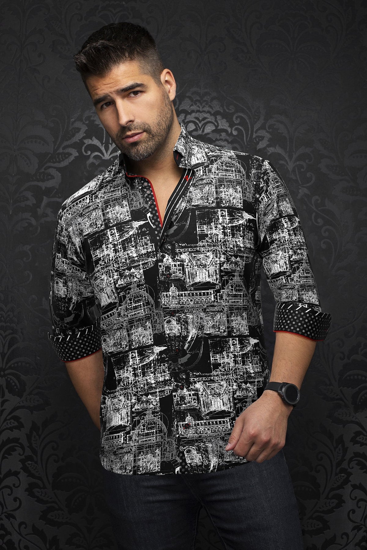 Chemise manches longues pour homme par Au Noir | FLORENSIO Noir Blanc | Boutique Vvög, inventaire complet de la marque Au Noir