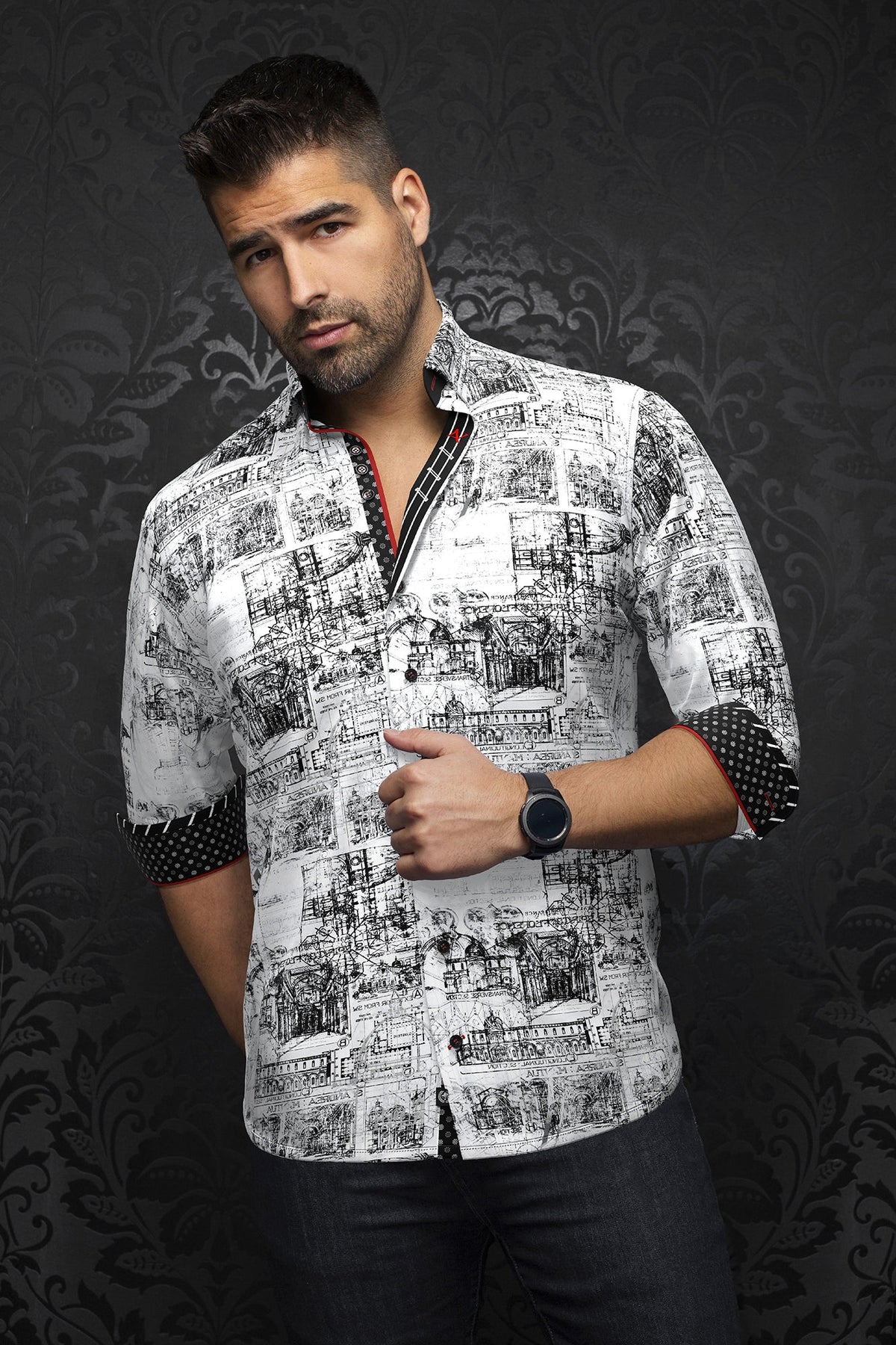 Chemise manches longues pour homme par Au Noir | FLORENSIO Blanc Noir | Boutique Vvög, inventaire complet de la marque Au Noir