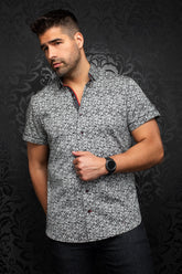 Chemise manches courtes pour homme par Au Noir | FOLIAGE (SS) black | Boutique Vvög, vêtements mode pour hommes