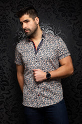 Chemise manches courtes pour homme par Au Noir | FOLIAGE (SS) orange | Boutique Vvög, vêtements mode pour hommes