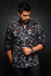 Chemise manches longues pour homme par Au Noir | GIODEL Rouge Noir/black red | Vvog.ca, inventaire complet de la marque Au Noir