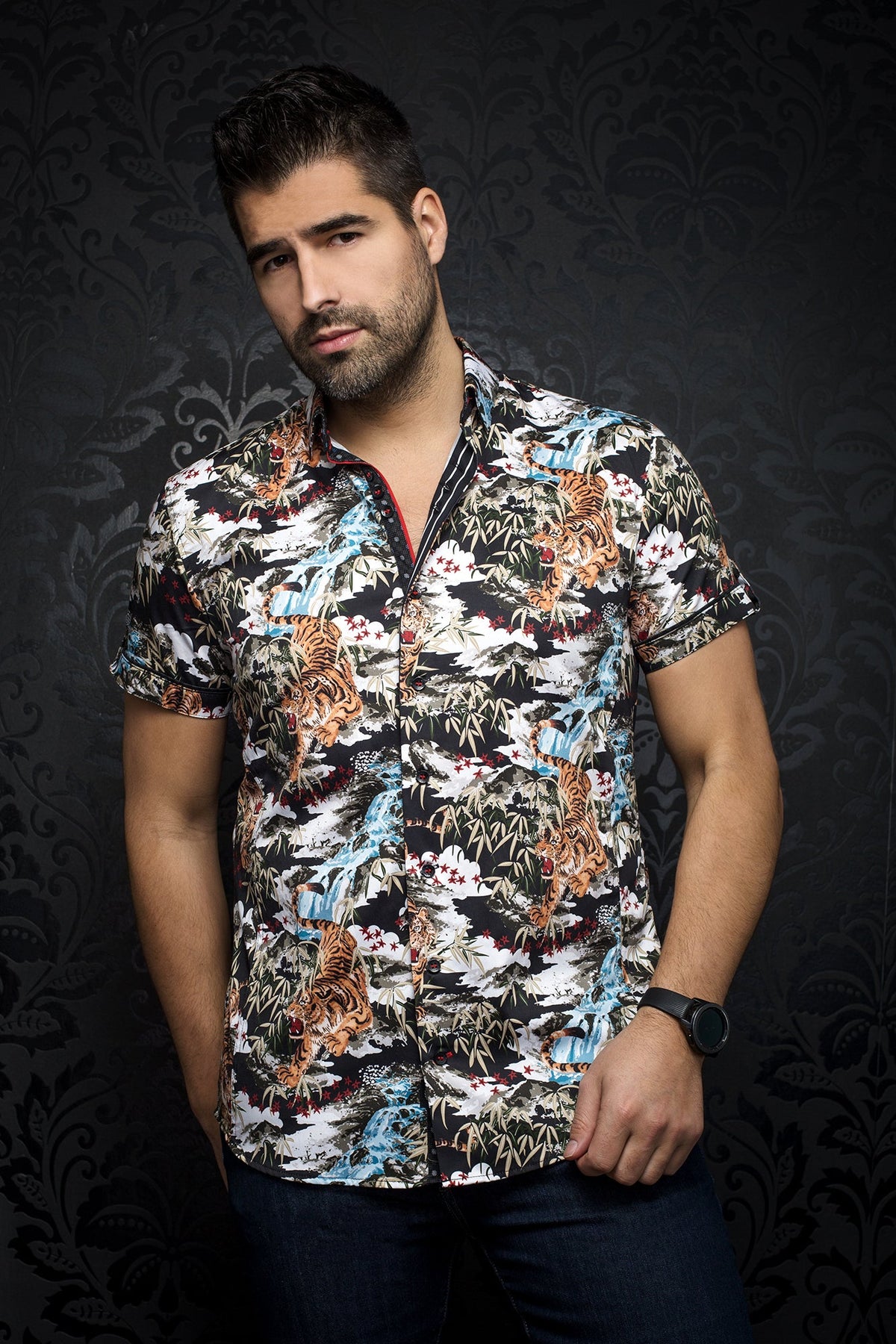 Chemise manches courtes pour homme par Au Noir | GIOTTO (SS) multi | Boutique Vvög, inventaire complet de la marque Au Noir