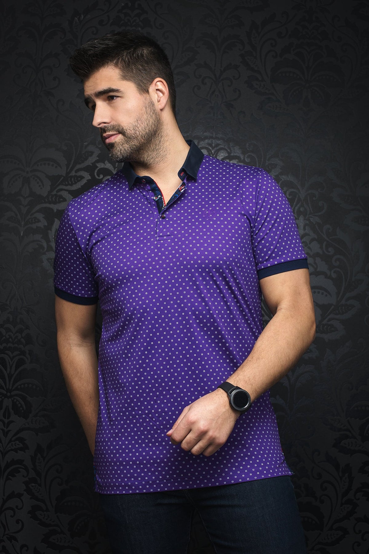 Polo pour homme par Au Noir | HEROLD purple | Boutique Vvög, inventaire complet de la marque Au Noir