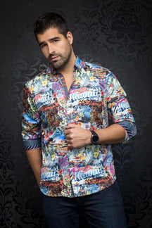 Chemise manches longues pour homme par Au Noir | HONOLULU bright multi | Boutique Vvög, inventaire complet de la marque Au Noir