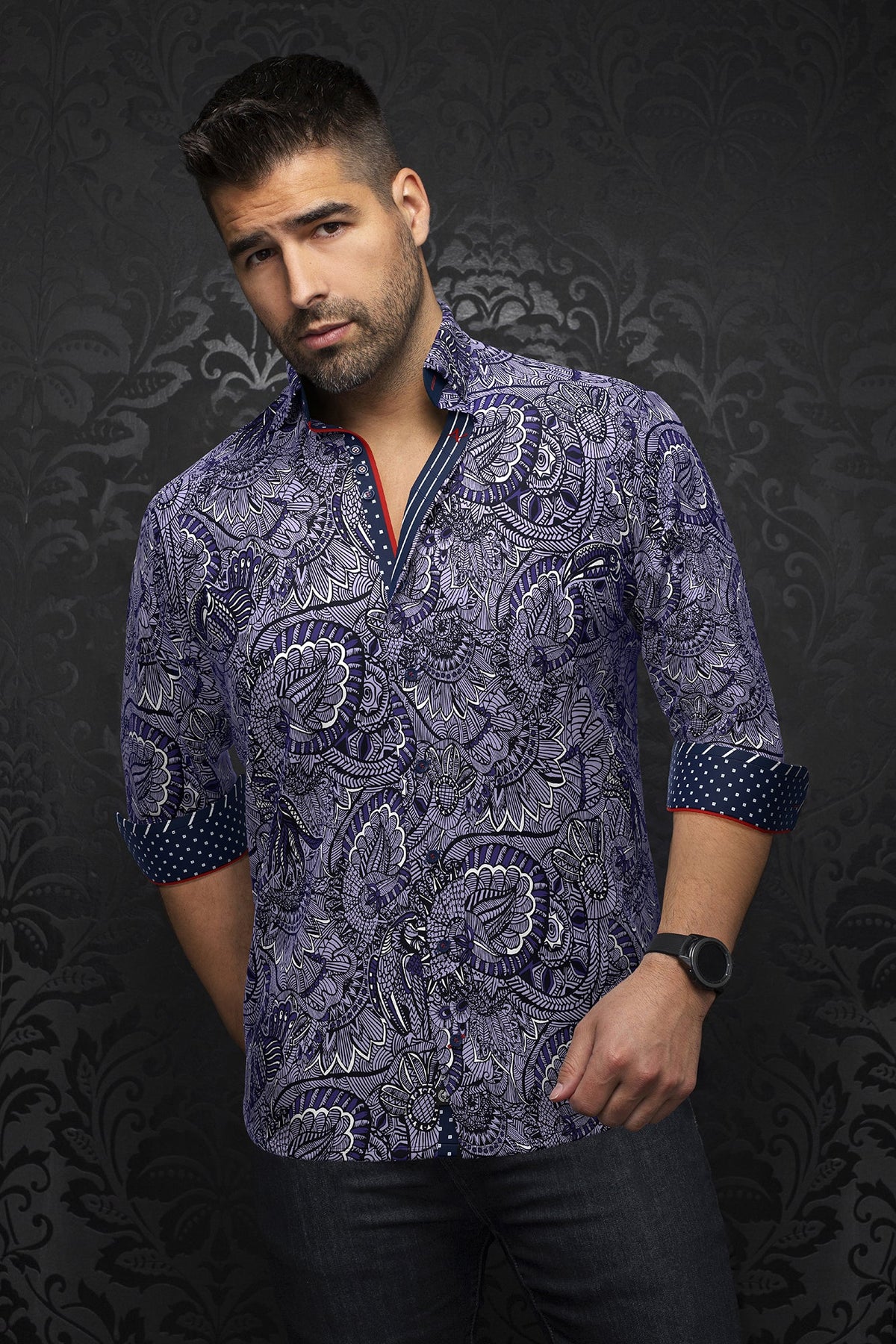 Chemise manches longues en Knit pour homme par Au Noir | KAHLO Lavande | Boutique Vvög, inventaire complet de la marque Au Noir