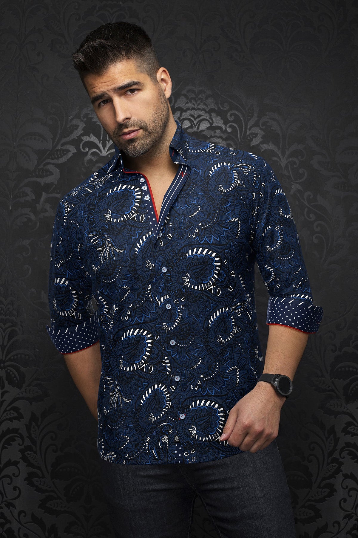Chemise manches longues en Knit pour homme par Au Noir | KAHLO Marine | Boutique Vvög, inventaire complet de la marque Au Noir