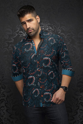 Chemise manches longues en Knit pour homme par Au Noir | KAHLO Sarcelle | Boutique Vvög, inventaire complet de la marque Au Noir