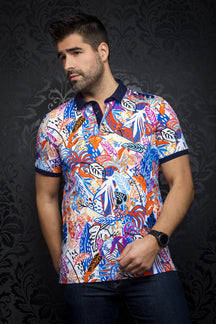 Polo pour homme par Au Noir | LABREA white multi | Boutique Vvög, inventaire complet de la marque Au Noir