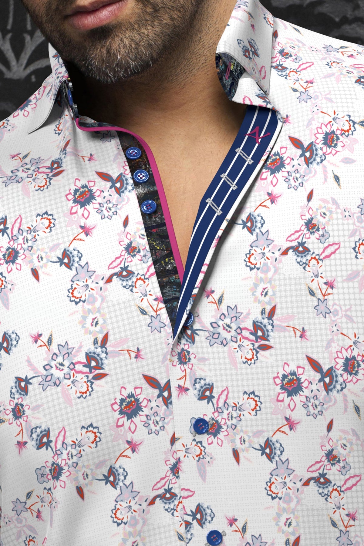 Chemise manches longues pour homme par Au Noir | LINERO Blanc Rose | Boutique Vvög, inventaire complet de la marque Au Noir