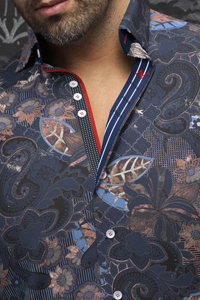 Chemise manches longues pour homme par Au Noir | MACHADO Marine Rouille | Boutique Vvög, inventaire complet de la marque Au Noir