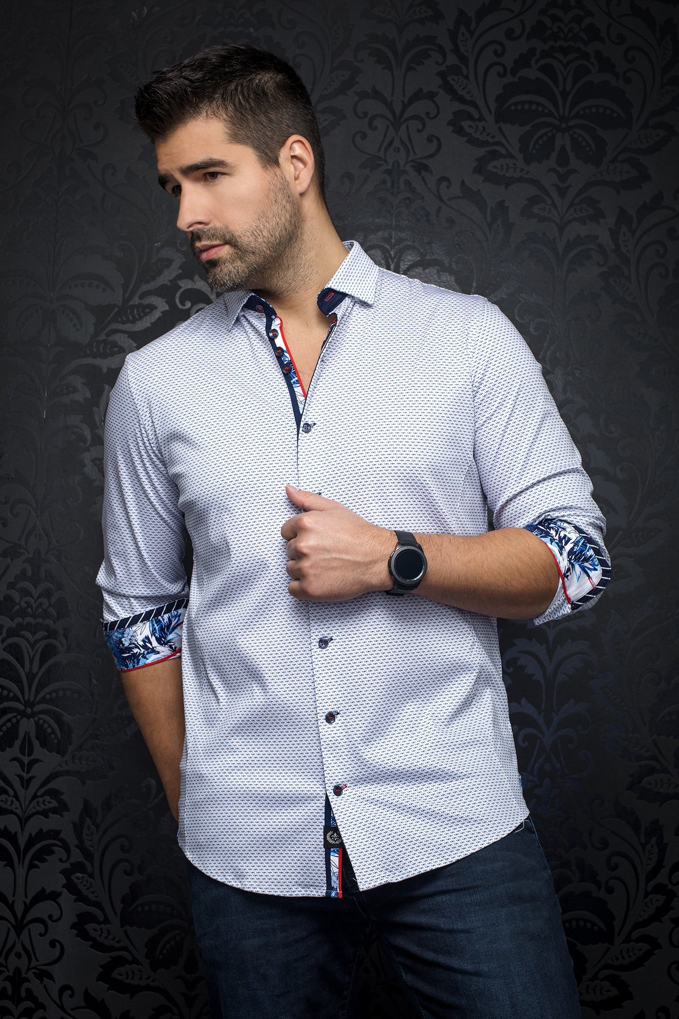 Chemise manches longues en Knit pour homme par Au Noir | MARTI Blanc Royal | Boutique Vvög, inventaire complet de la marque Au Noir