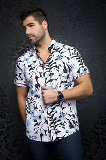 Chemise manches courtes en Knit pour homme par Au Noir | MAXCO (SS) Blanc Cobalt | Boutique Vvög, inventaire complet de la marque Au Noir