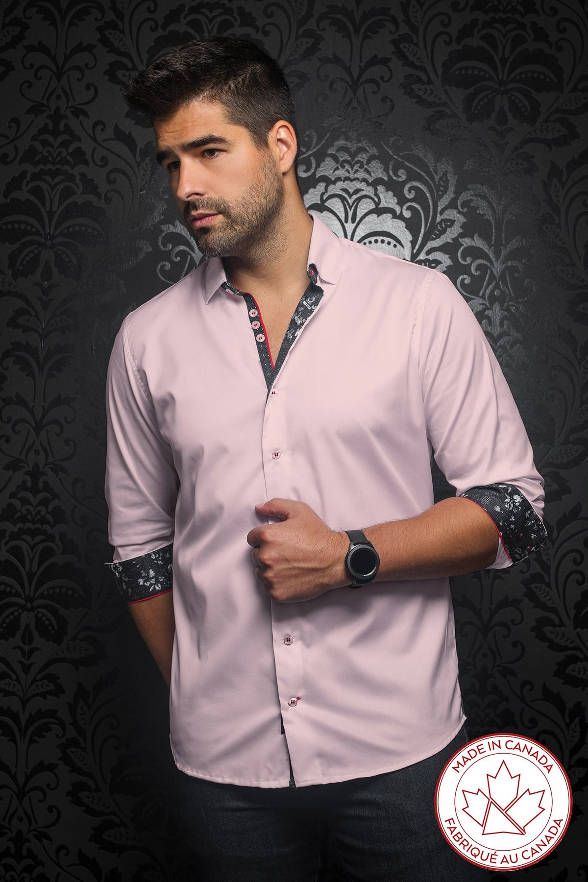 Chemise manches longues en Knit pour homme par Au Noir | MC QUEEN Rose | Boutique Vvög, inventaire complet de la marque Au Noir