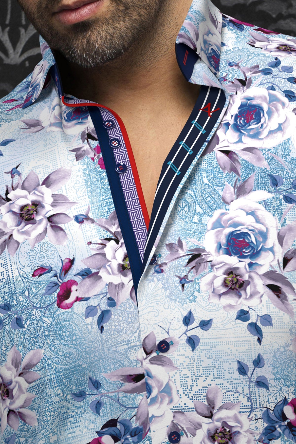 Chemise manches longues en Knit pour homme par Au Noir | MENOTTI Blanc Turquoise | Boutique Vvög, inventaire complet de la marque Au Noir