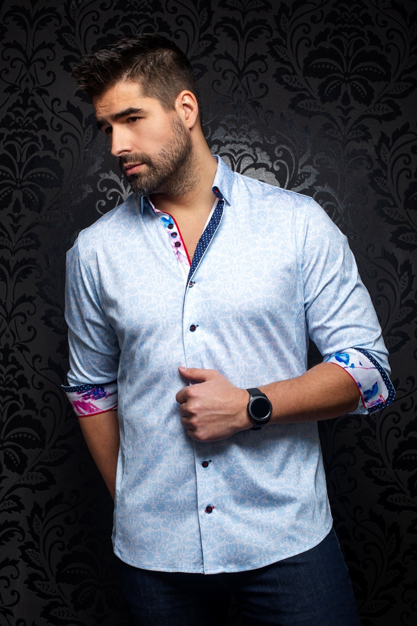 Chemise manches longues pour homme par Au Noir | MONTFORT light blue | Boutique Vvög, vêtements mode pour hommes