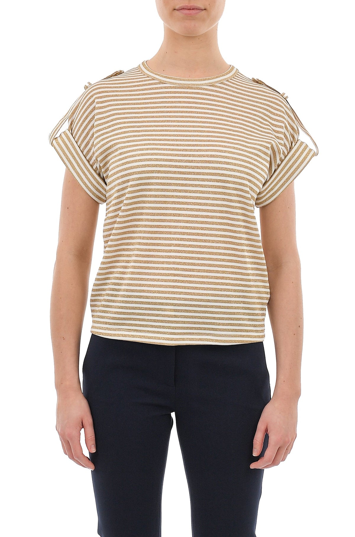T-Shirt pour femme par Michael Kors | MS350ZV89S WHITE/GOLD | Boutique Vvög, vêtements mode pour homme et femme