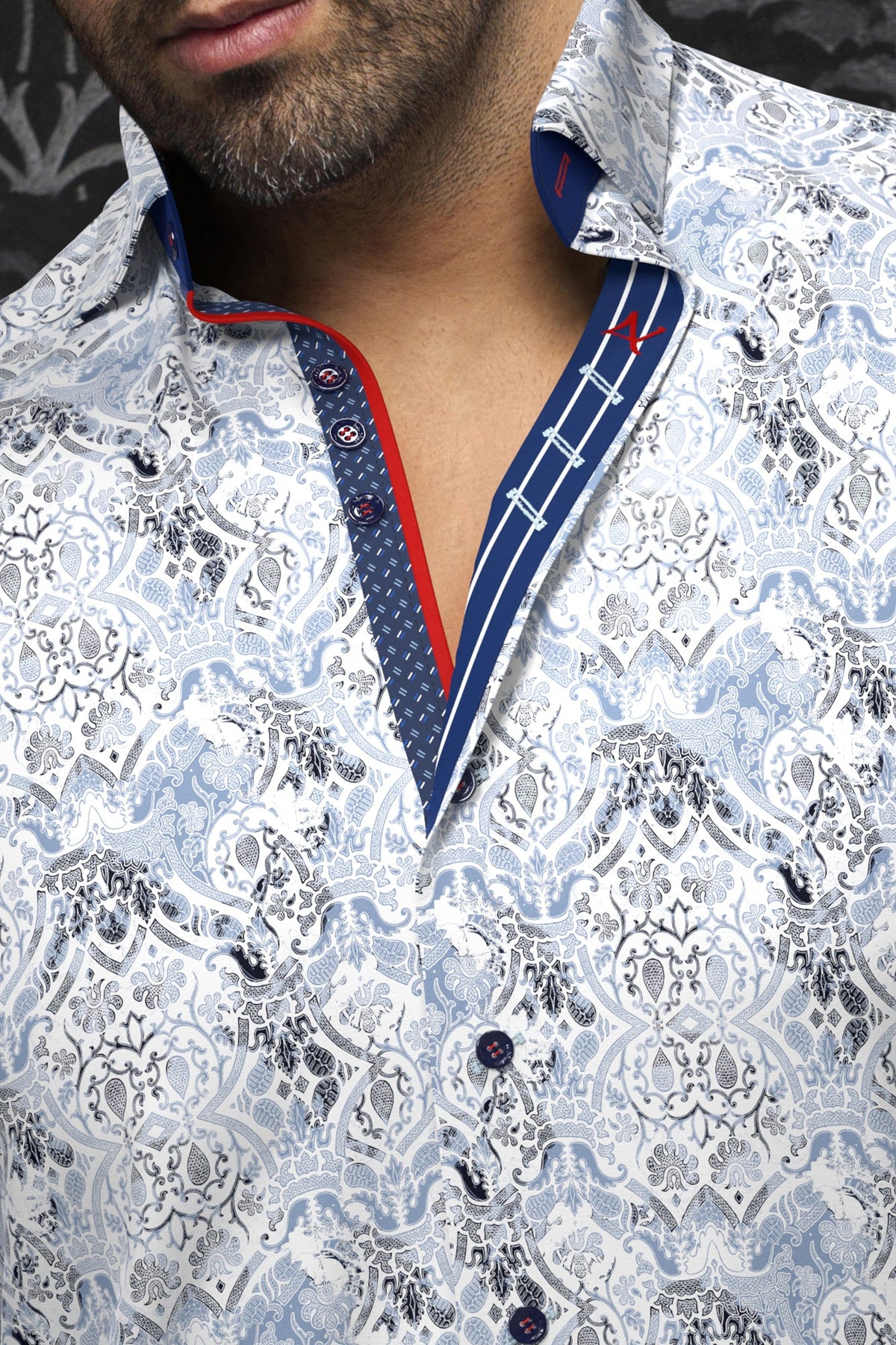 Chemise manches longues pour homme par Au Noir | MURATO Bleu Moyen | Boutique Vvög, inventaire complet de la marque Au Noir