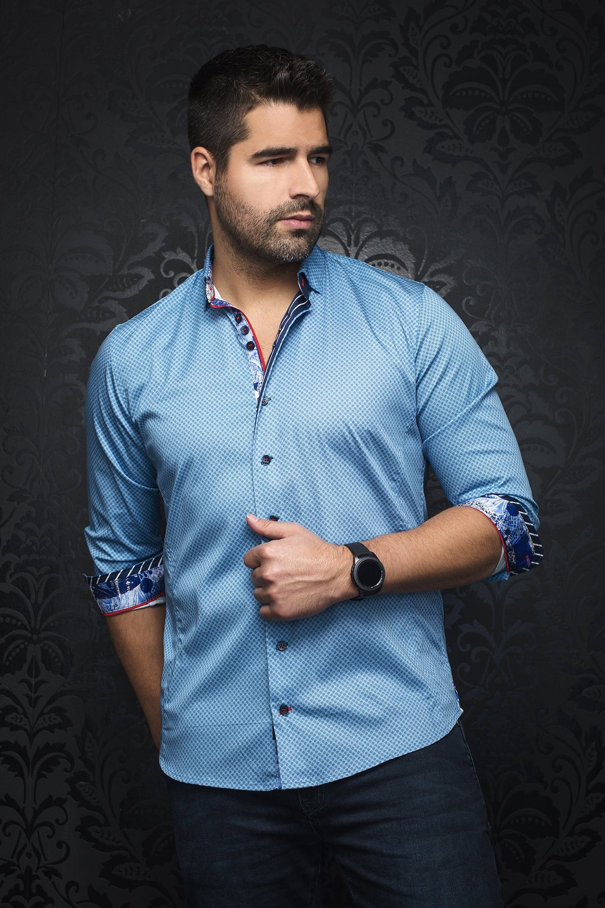 Chemise manches longues pour homme par Au Noir | MUZIO light blue | Boutique Vvög, inventaire complet de la marque Au Noir
