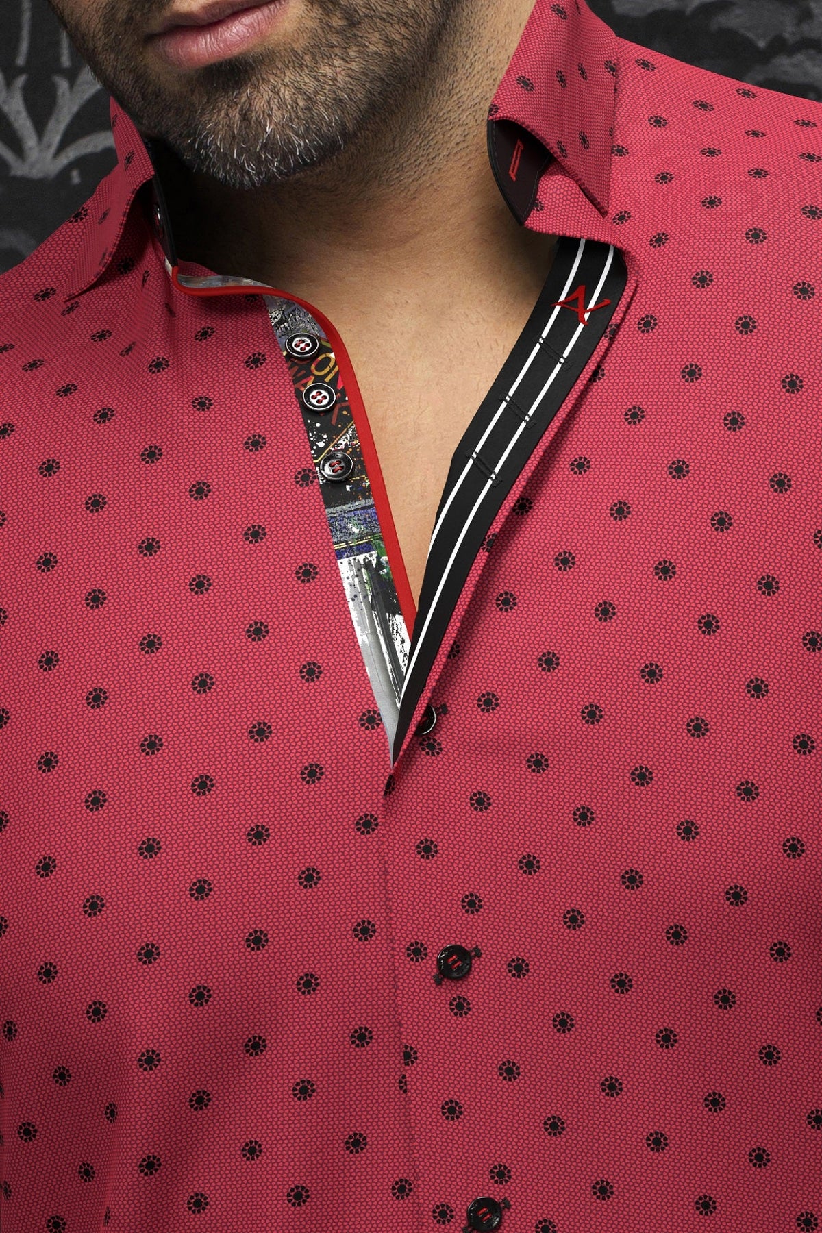 Chemise manches longues pour homme par Au Noir | NEUMANN Rouge | Boutique Vvög, inventaire complet de la marque Au Noir