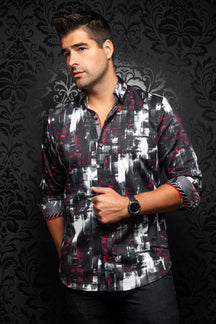 Chemise manches longues Au Noir - NIKI Black Red - Boutique Vvög, vêtements mode pour hommes