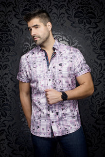 Chemise manches courtes pour homme par Au Noir | NORIYO(SS) Rose | Boutique Vvög, inventaire complet de la marque Au Noir