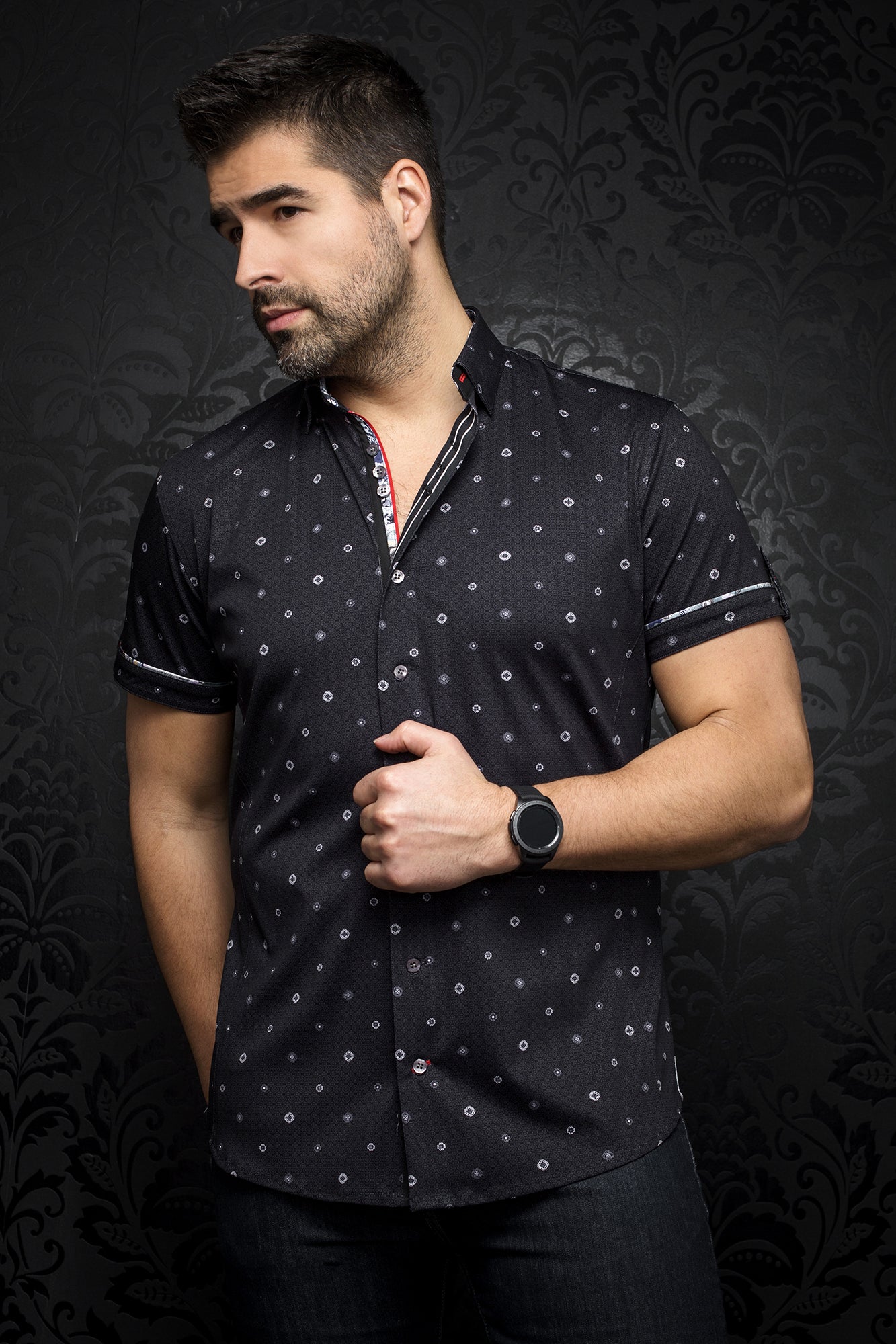 Chemise manches courtes pour homme par Au Noir | ODESSA (SS) black | Boutique Vvög, inventaire complet de la marque Au Noir