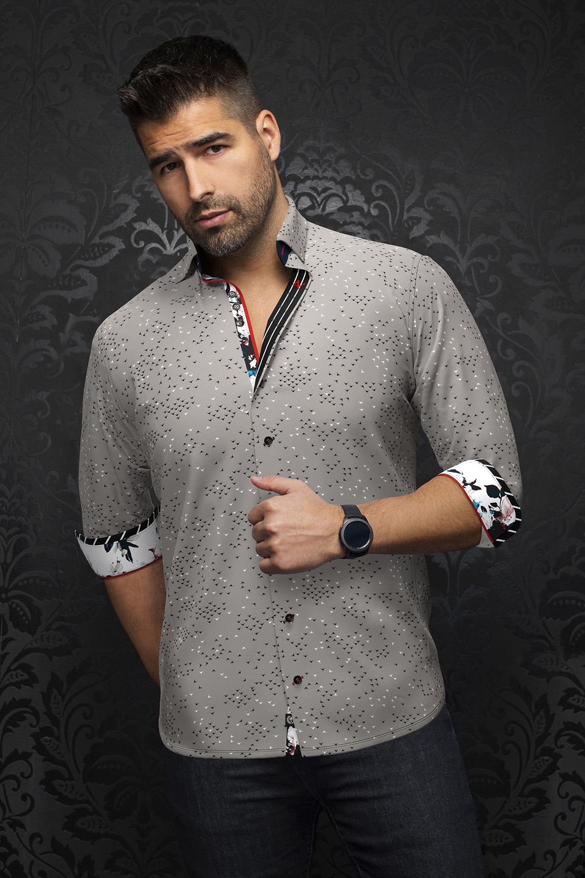 Chemise manches longues en Knit pour homme par Au Noir | PAJARO Gris | Boutique Vvög, inventaire complet de la marque Au Noir