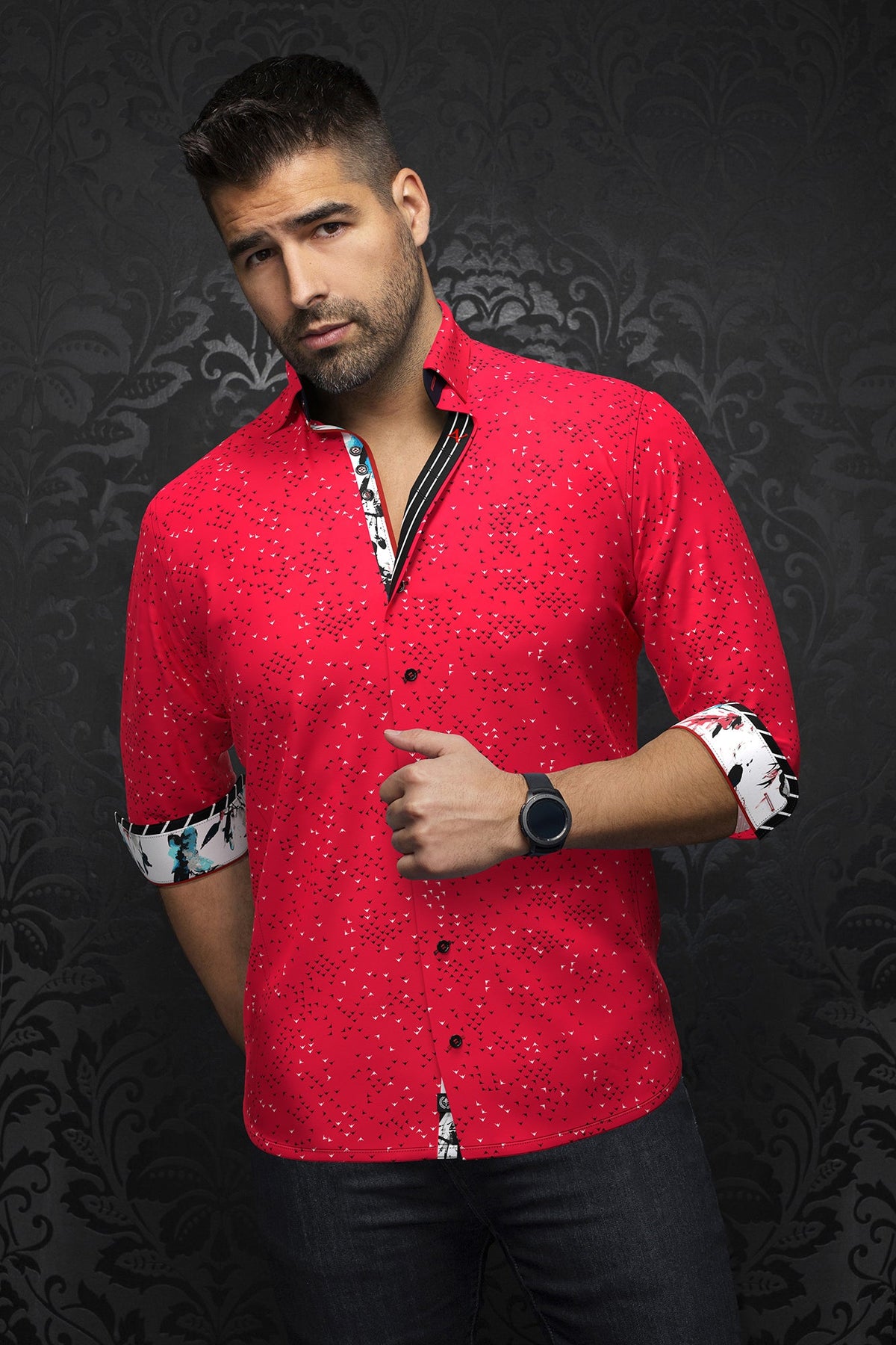 Chemise manches longues en Knit pour homme par Au Noir | PAJARO Rouge | Boutique Vvög, inventaire complet de la marque Au Noir