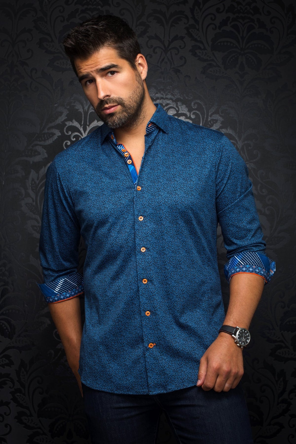 Chemise manches longues en Knit pour homme par Au Noir | PICCINNI Denim Blue/DeNIM BLUE | Vvog.ca, inventaire complet de la marque Au Noir