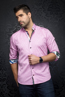 Chemise manches longues pour homme par Au Noir | RAPHIA FUCHSIA | Boutique Vvög, inventaire complet de la marque Au Noir