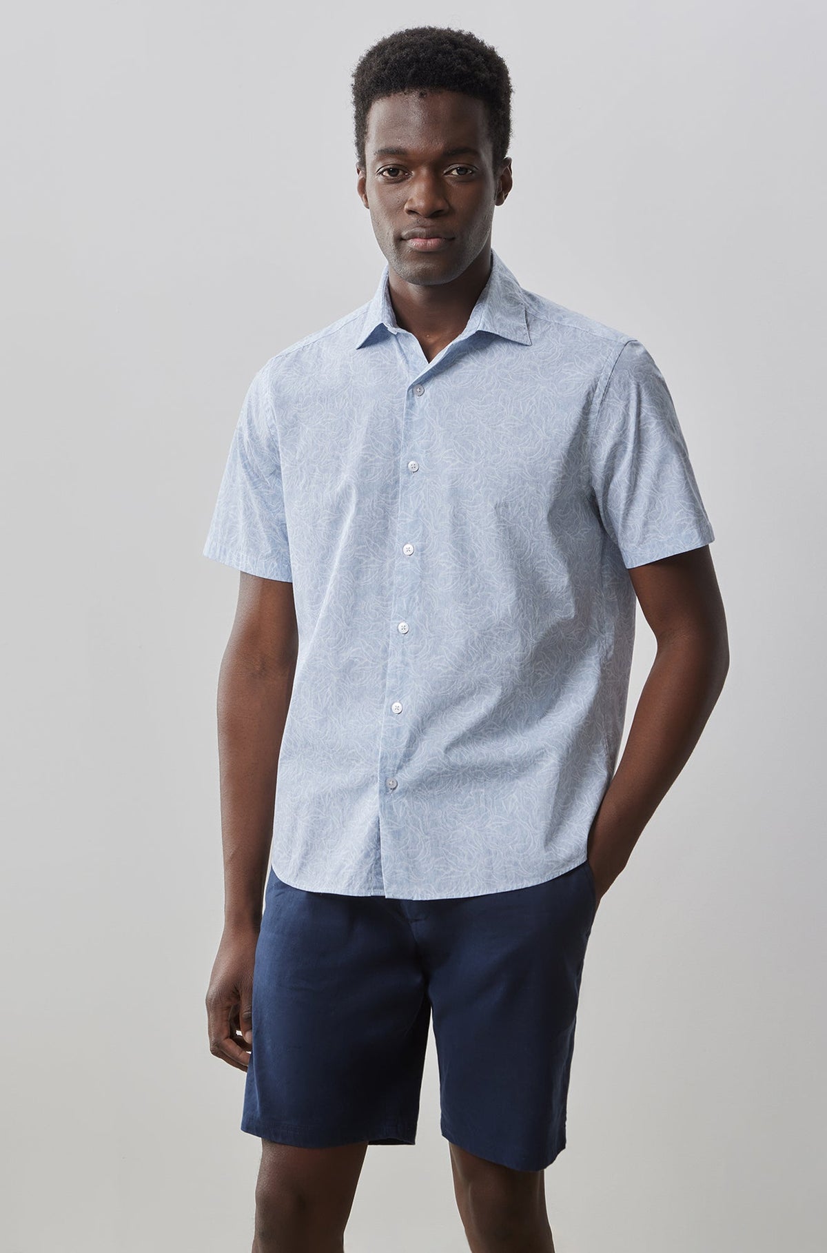 Chemise manches courtes pour homme par Robert Barakett | Blossom RB41177 BLUE | Boutique Vvög, vêtements mode pour homme et femme