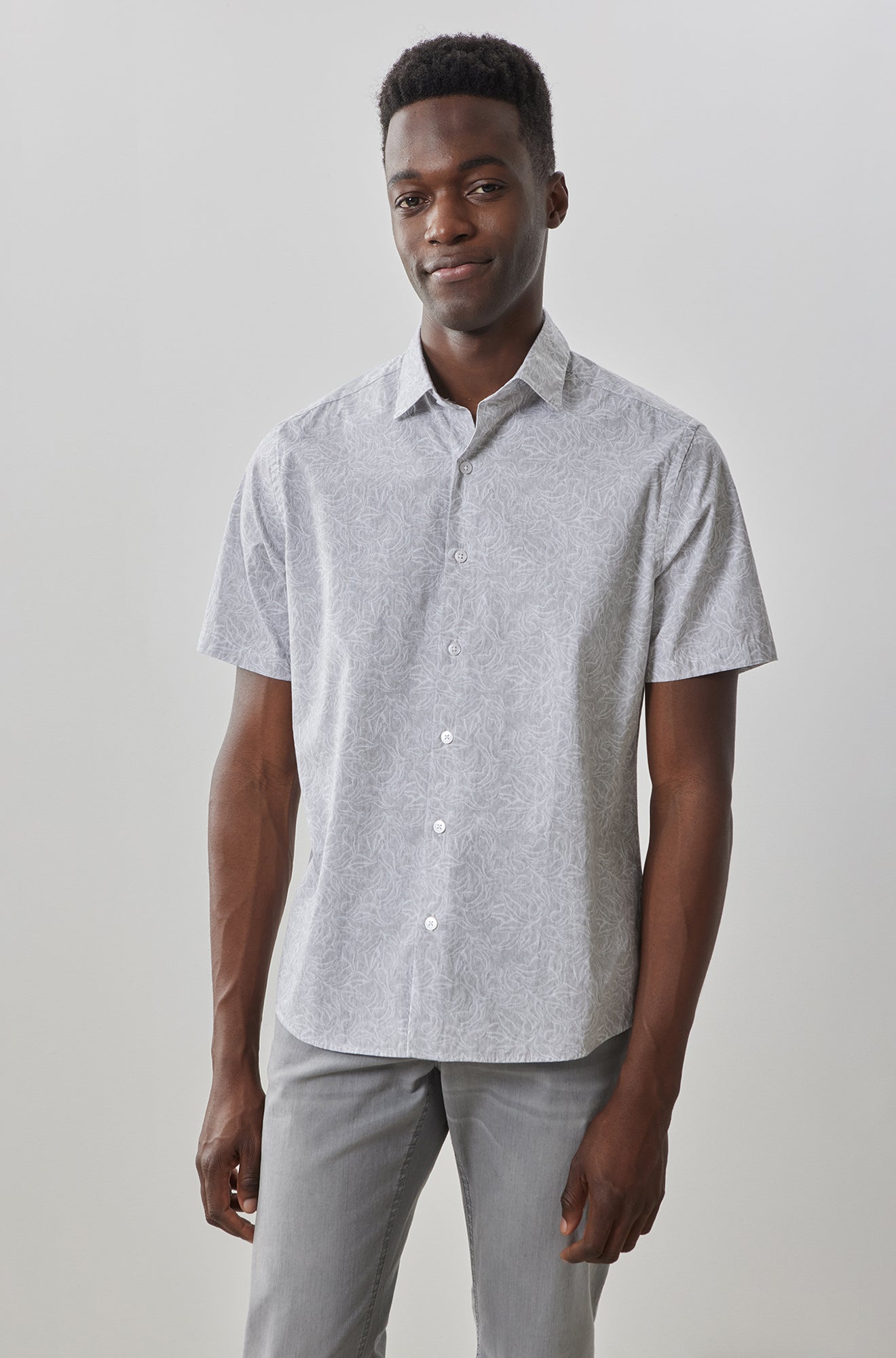 Chemise manches courtes pour homme par Robert Barakett | Blossom RB41177 GREY | Boutique Vvög, vêtements mode pour homme et femme