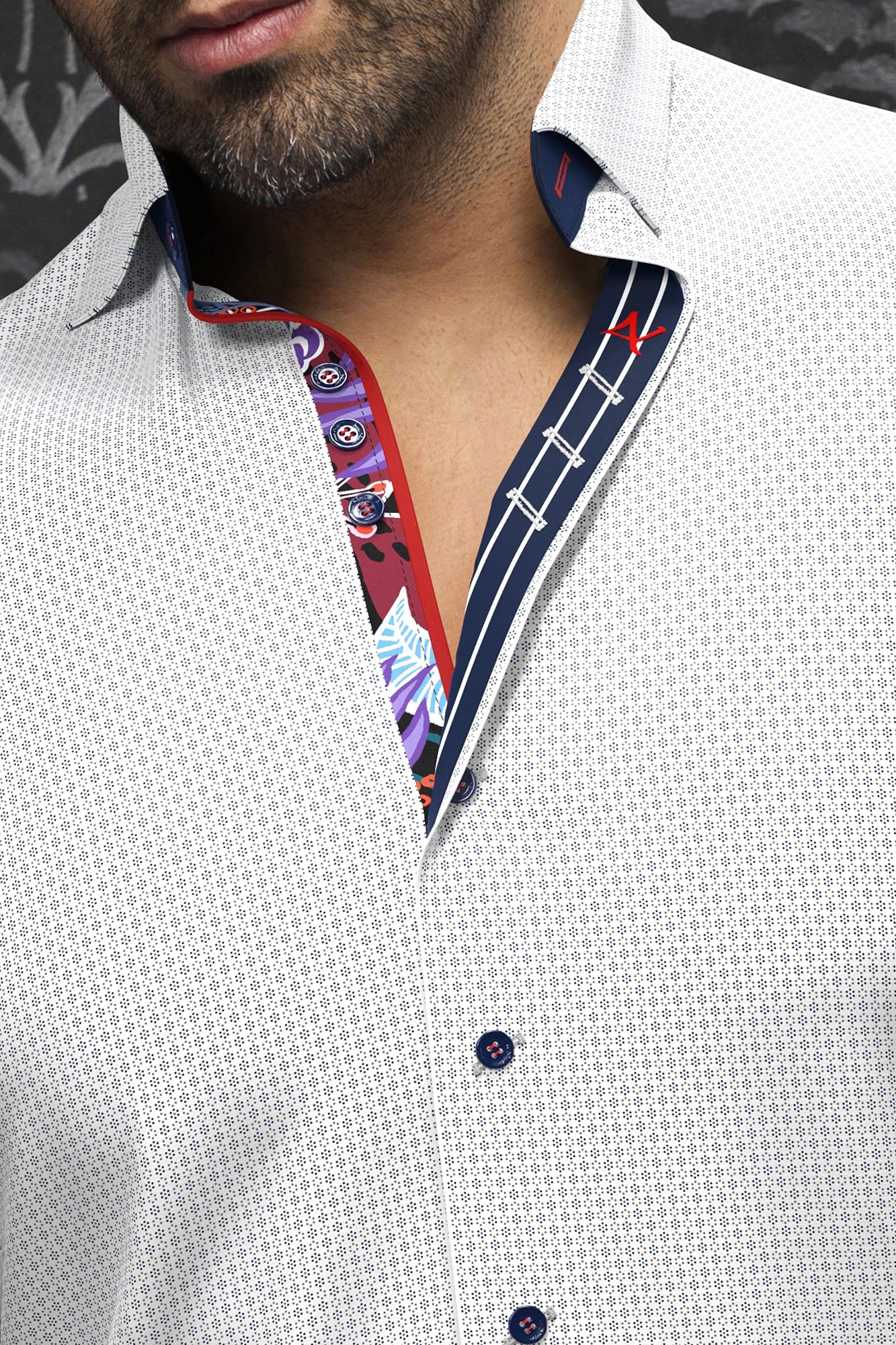 Chemise manches longues en Knit pour homme par Au Noir | RIOJA Blanc Cobalt | Boutique Vvög, inventaire complet de la marque Au Noir